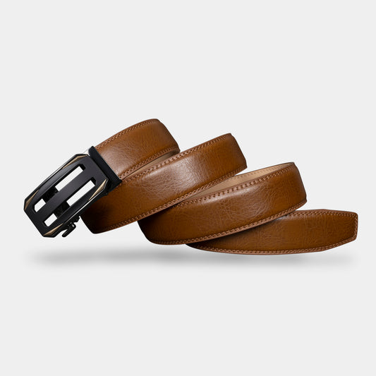 VEGETABLE TANNED 100% LEATHER BELT WITH CHROME PLATED BUCKLE - LY36-25162_GOL