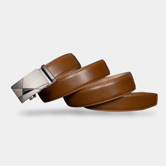 VEGETABLE TANNED 100% LEATHER BELT WITH CHROME PLATED BUCKLE - 337