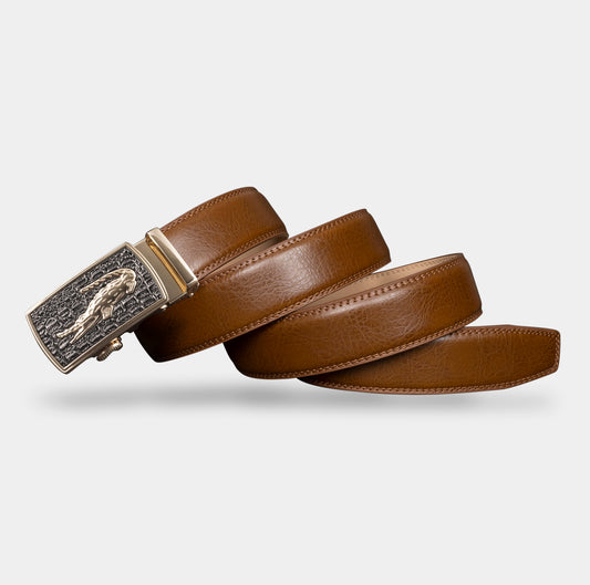 VEGETABLE TANNED 100% LEATHER BELT WITH CHROME PLATED BUCKLE - 001