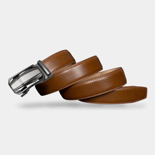 VEGETABLE TANNED 100% LEATHER BELT WITH CHROME PLATED BUCKLE - 1555