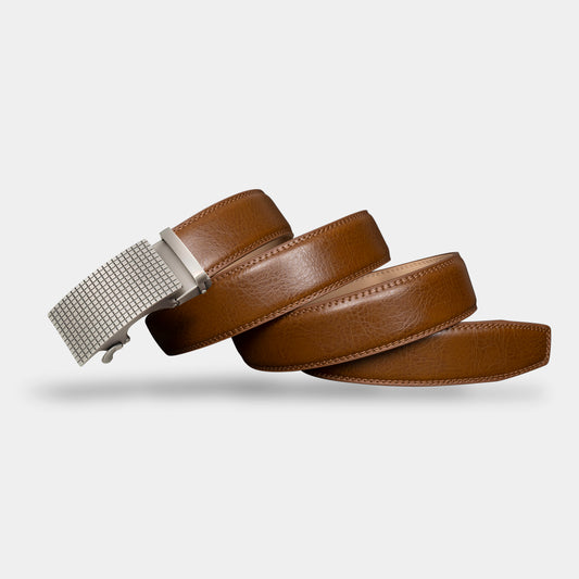 VEGETABLE TANNED 100% LEATHER BELT WITH CHROME PLATED BUCKLE - LY36-0088_SIL