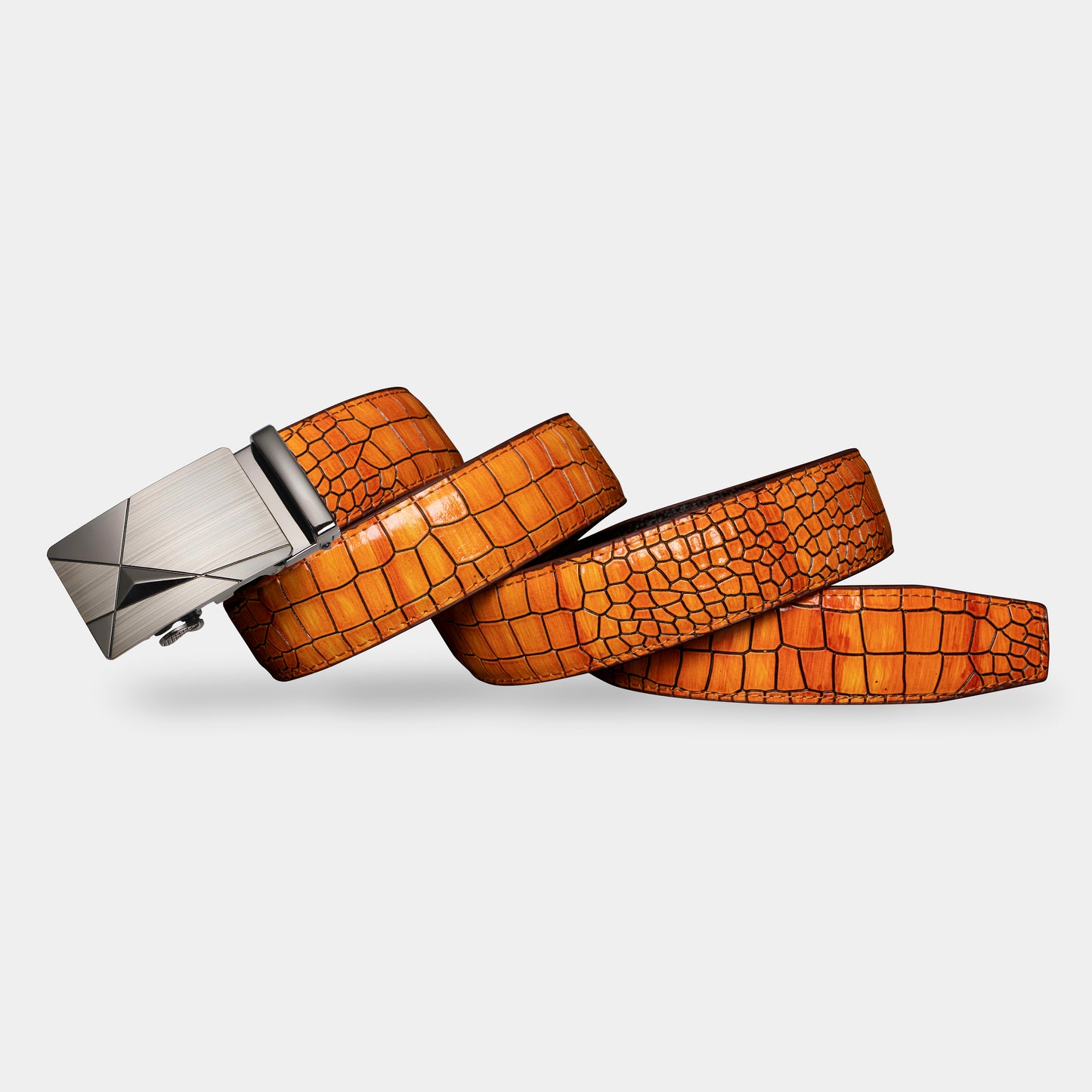 TORTOISE CRACK VEGETABLE TANNED 100% LEATHER BELT WITH CHROME PLATED BUCKLE - 337