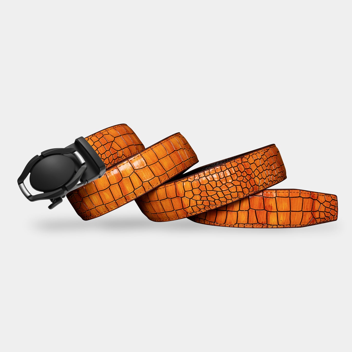 TORTOISE CRACK VEGETABLE TANNED 100% LEATHER BELT WITH CHROME PLATED BUCKLE - LY36-222755_CHR