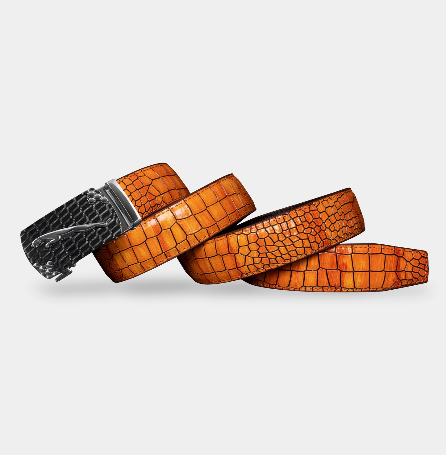 TORTOISE CRACK VEGETABLE TANNED 100% LEATHER BELT WITH CHROME PLATED BUCKLE - 016