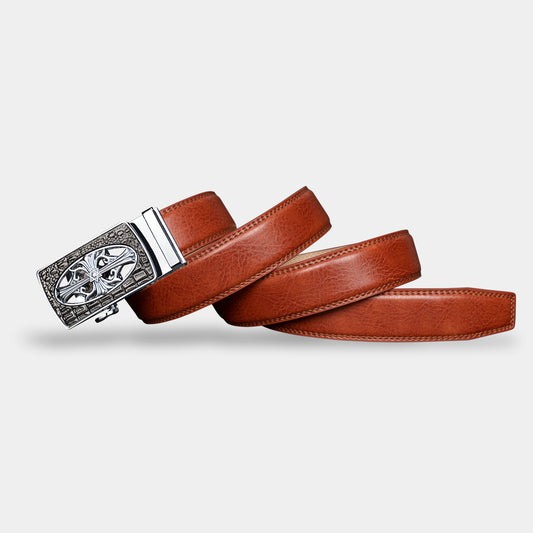 VEGETABLE TANNED 100% LEATHER BELT WITH CHROME PLATED BUCKLE - 017