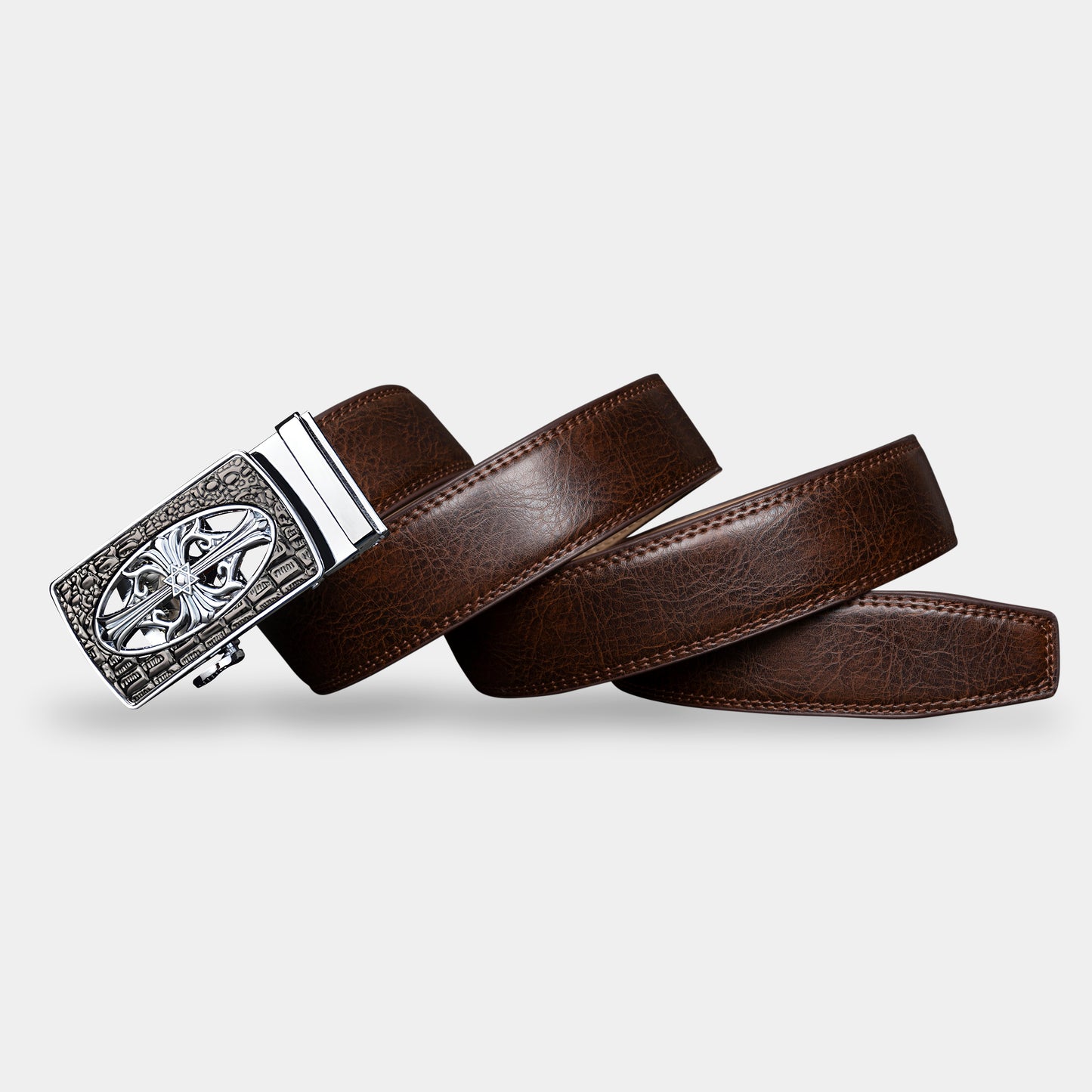 VEGETABLE TANNED 100% LEATHER BELT WITH CHROME PLATED BUCKLE - 017