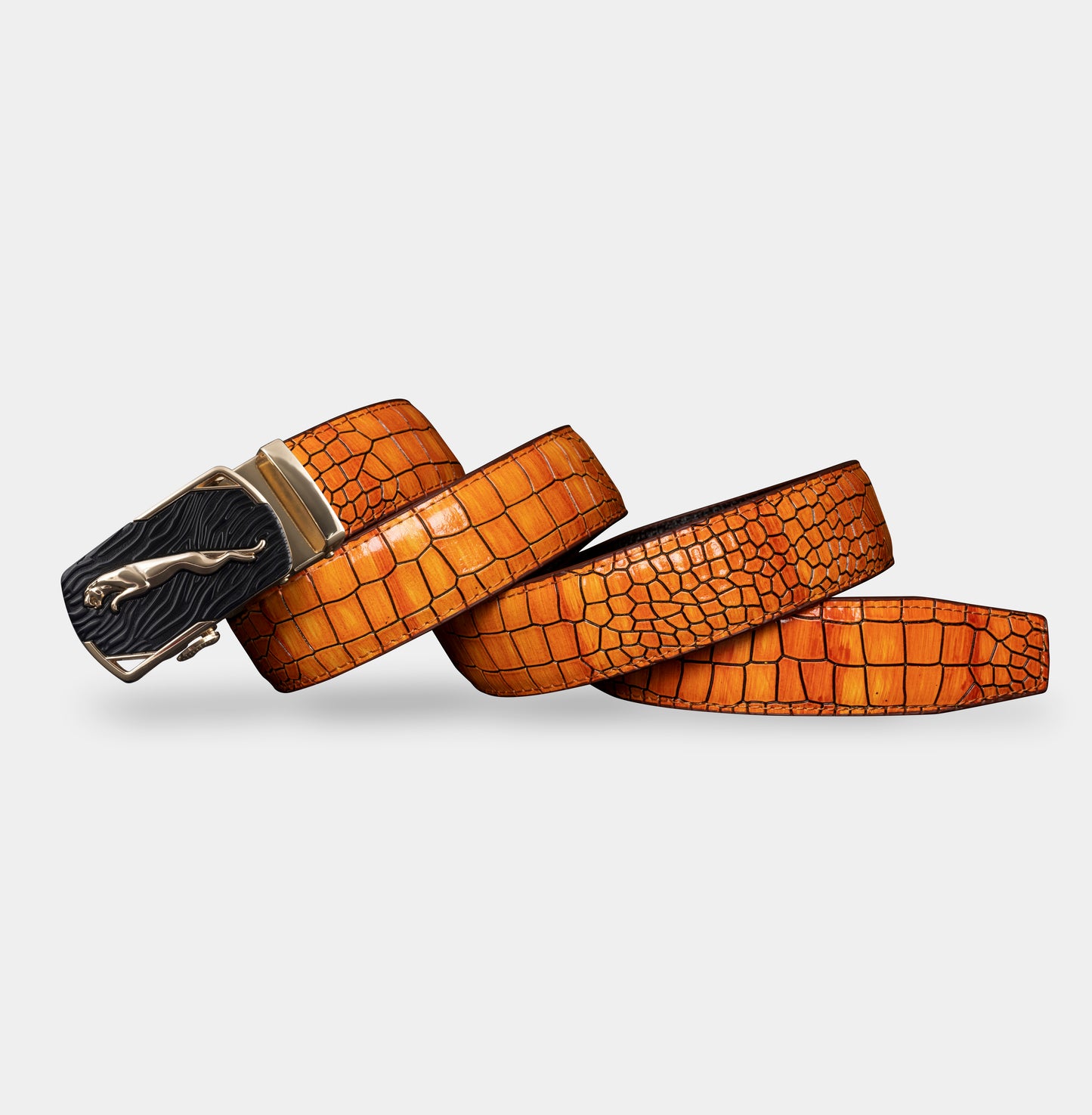 TORTOISE CRACK VEGETABLE TANNED 100% LEATHER BELT WITH CHROME PLATED BUCKLE - 010