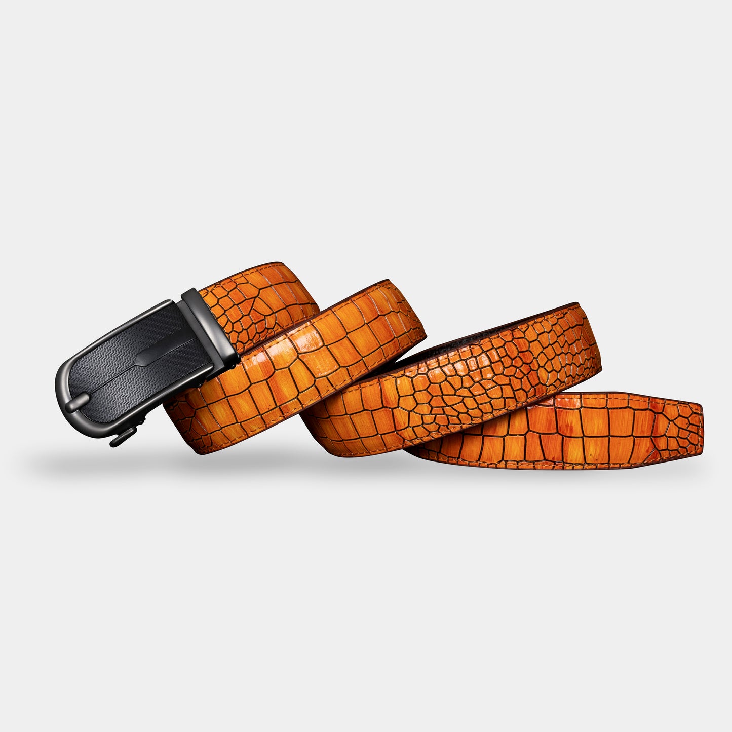 TORTOISE CRACK VEGETABLE TANNED 100% LEATHER BELT WITH CHROME PLATED BUCKLE - LY36-21586