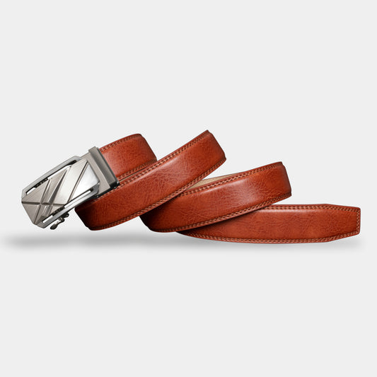 VEGETABLE TANNED 100% LEATHER BELT WITH CHROME PLATED BUCKLE - LY180-596_GRE