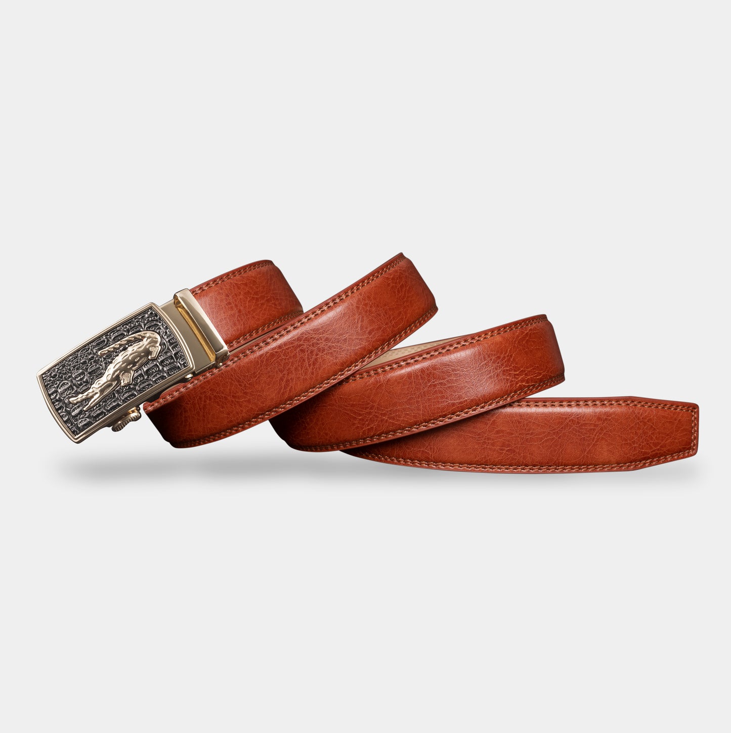 VEGETABLE TANNED 100% LEATHER BELT WITH CHROME PLATED BUCKLE - 001