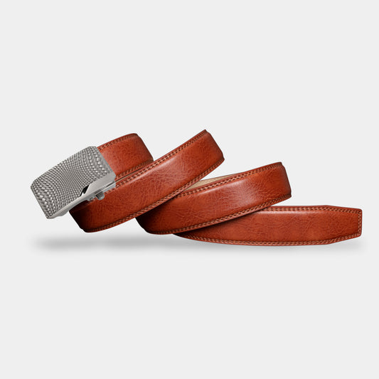 VEGETABLE TANNED 100% LEATHER BELT WITH CHROME PLATED BUCKLE - LY36-23165_SIL