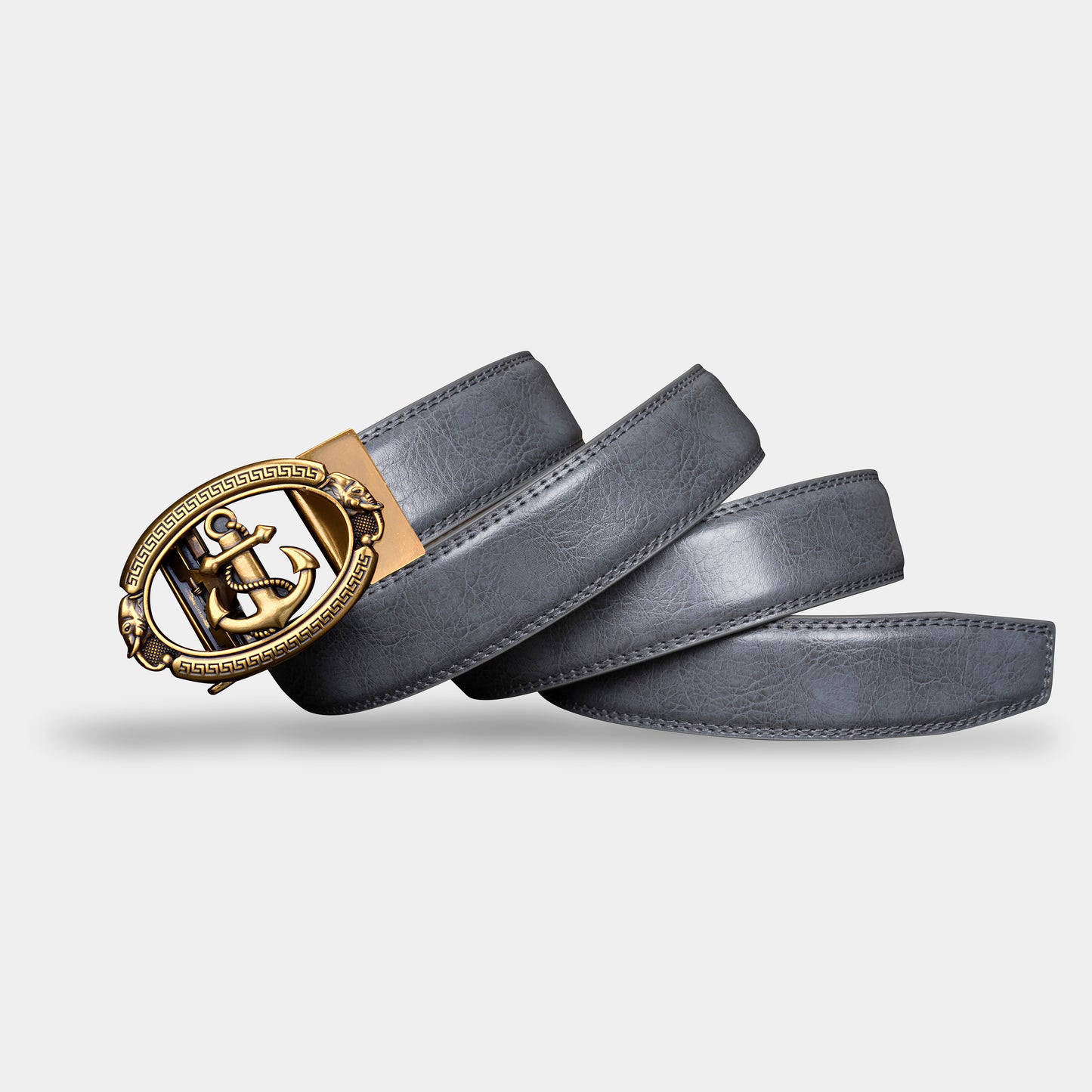 VEGETABLE TANNED 100% LEATHER BELT WITH BRONZE BUCKLE - ANCHOR