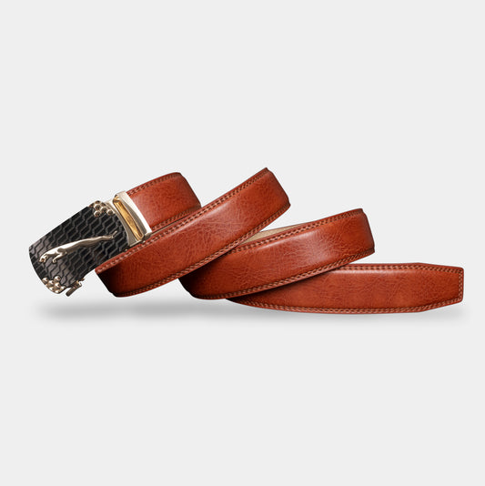 VEGETABLE TANNED 100% LEATHER BELT WITH CHROME PLATED BUCKLE - 005