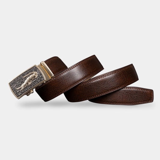 VEGETABLE TANNED 100% LEATHER BELT WITH CHROME PLATED BUCKLE - 001