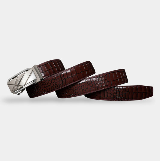 TORTOISE CRACK VEGETABLE TANNED 100% LEATHER BELT WITH CHROME PLATED BUCKLE - LY180-596_GRE