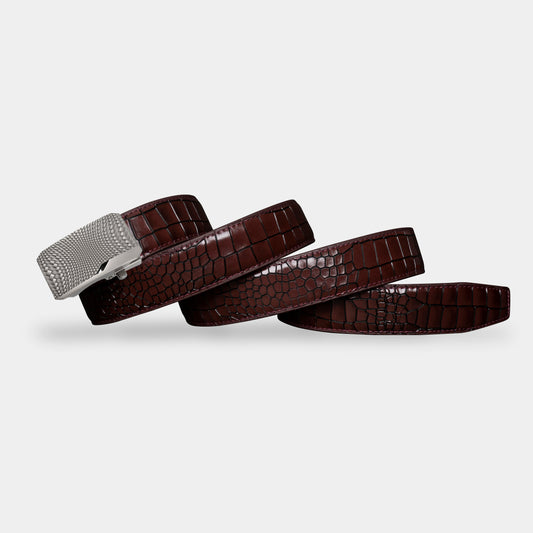 TORTOISE CRACK VEGETABLE TANNED 100% LEATHER BELT WITH CHROME PLATED BUCKLE - LY36-23165_SIL