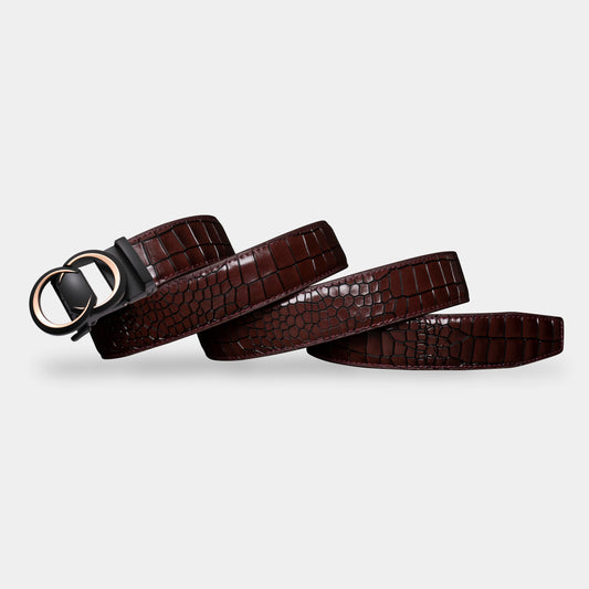 TORTOISE CRACK VEGETABLE TANNED 100% LEATHER BELT WITH CHROME PLATED BUCKLE - LY36-222882_GOL