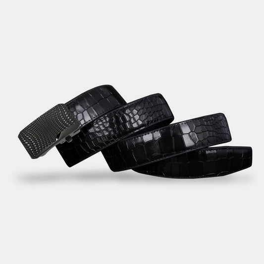 TORTOISE CRACK VEGETABLE TANNED 100% LEATHER BELT WITH CHROME PLATED BUCKLE - LY36-23165_BLA