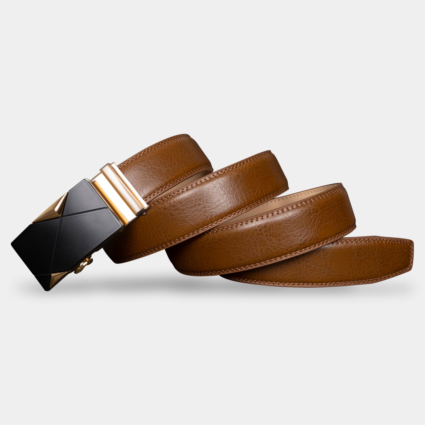 VEGETABLE TANNED 100% LEATHER BELT WITH GEOMETRIC BUCKLE - 619