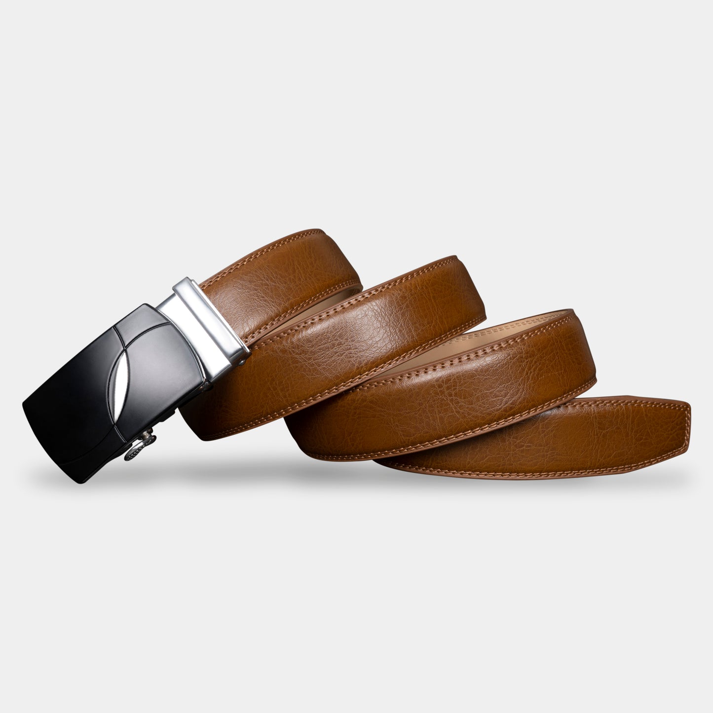 VEGETABLE TANNED 100% LEATHER BELT WITH GEOMETRIC BUCKLE - 612