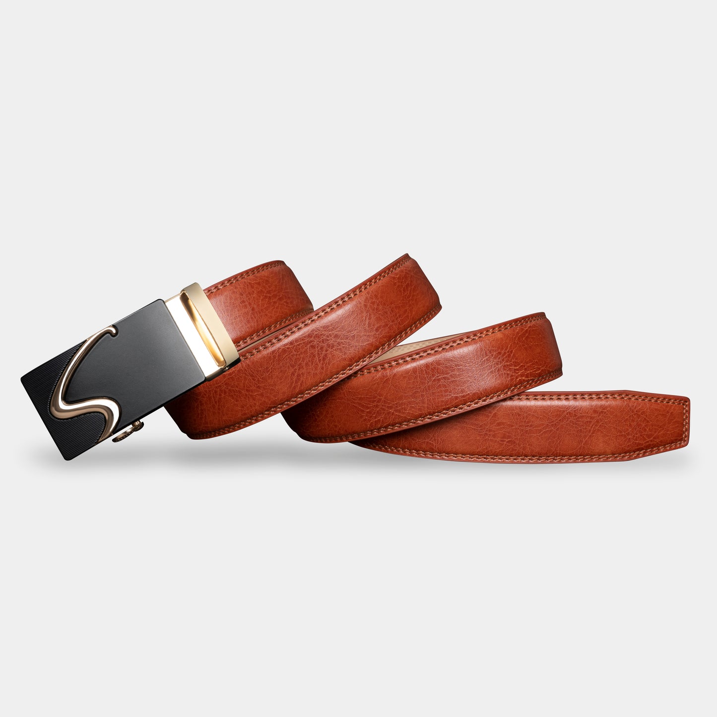 VEGETABLE TANNED 100% LEATHER BELT WITH GEOMETRIC BUCKLE - 609