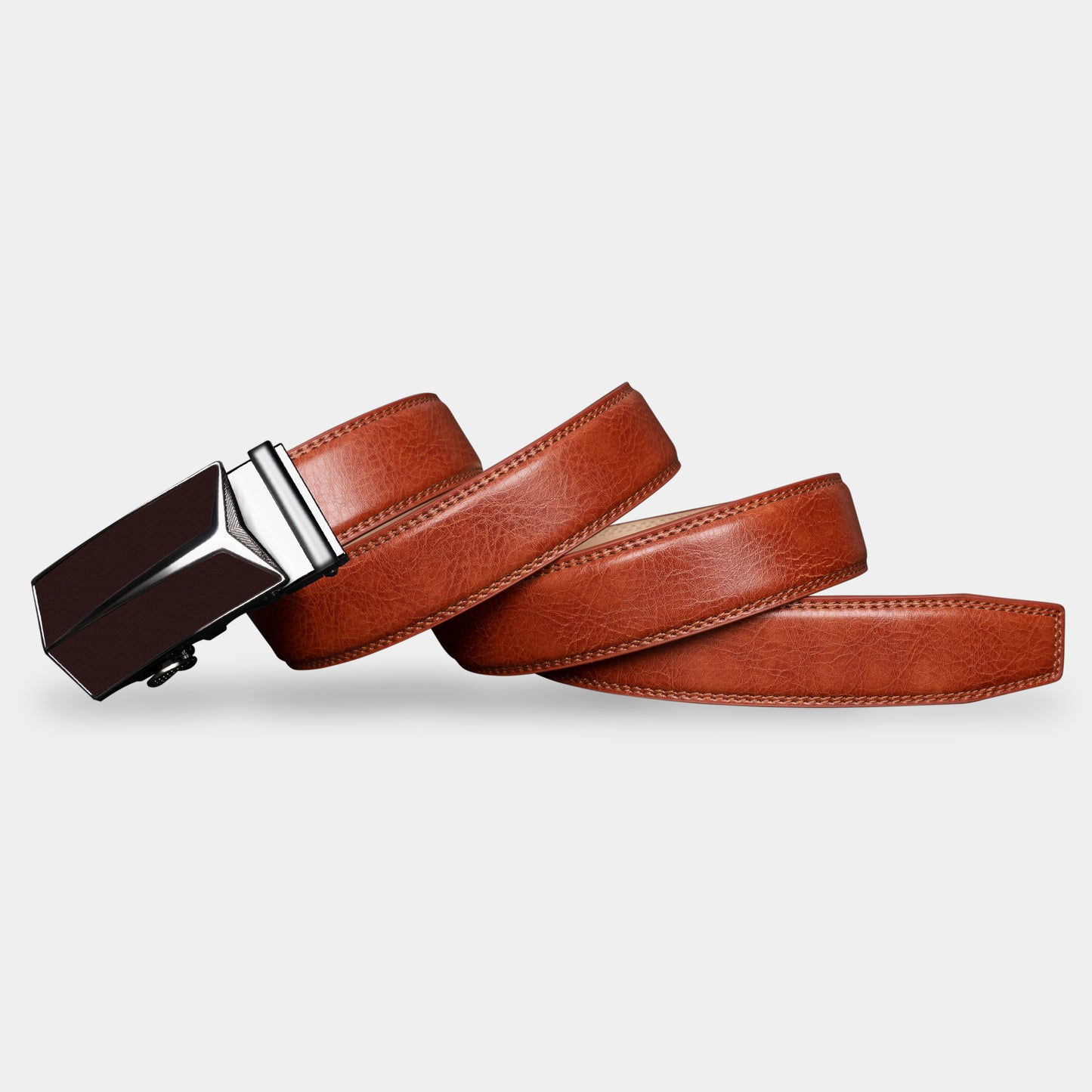 VEGETABLE TANNED 100% LEATHER BELT WITH GEOMETRIC BUCKLE - 650658198693_BLA