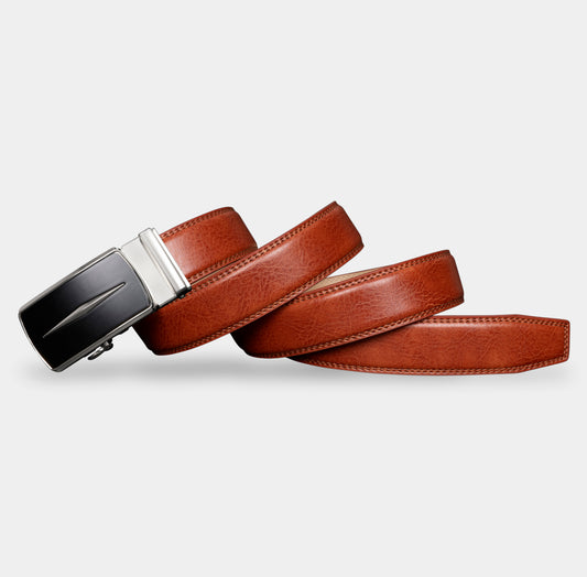 VEGETABLE TANNED 100% LEATHER BELT WITH GEOMETRIC BUCKLE - 625