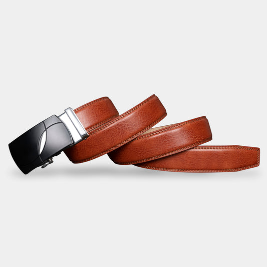 VEGETABLE TANNED 100% LEATHER BELT WITH GEOMETRIC BUCKLE - 612