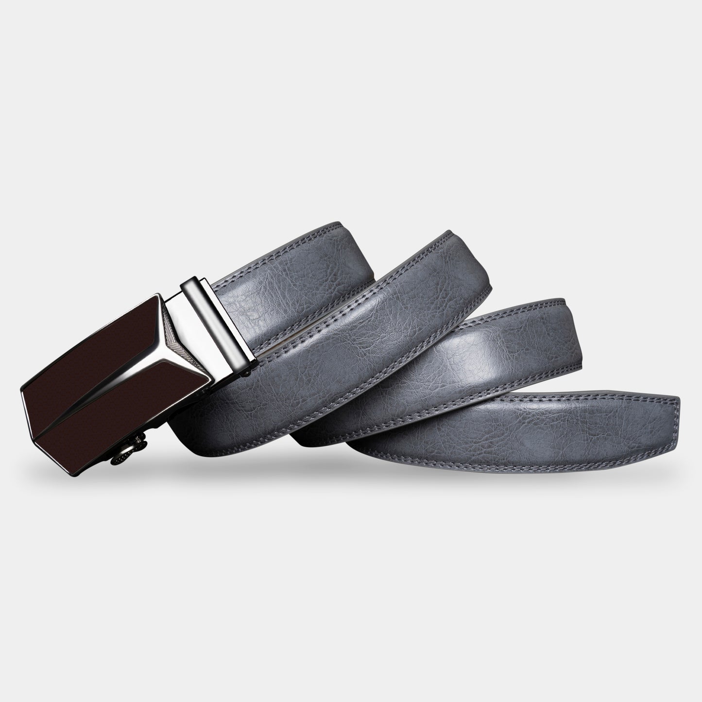 VEGETABLE TANNED 100% LEATHER BELT WITH GEOMETRIC BUCKLE - 650658198693_BLA