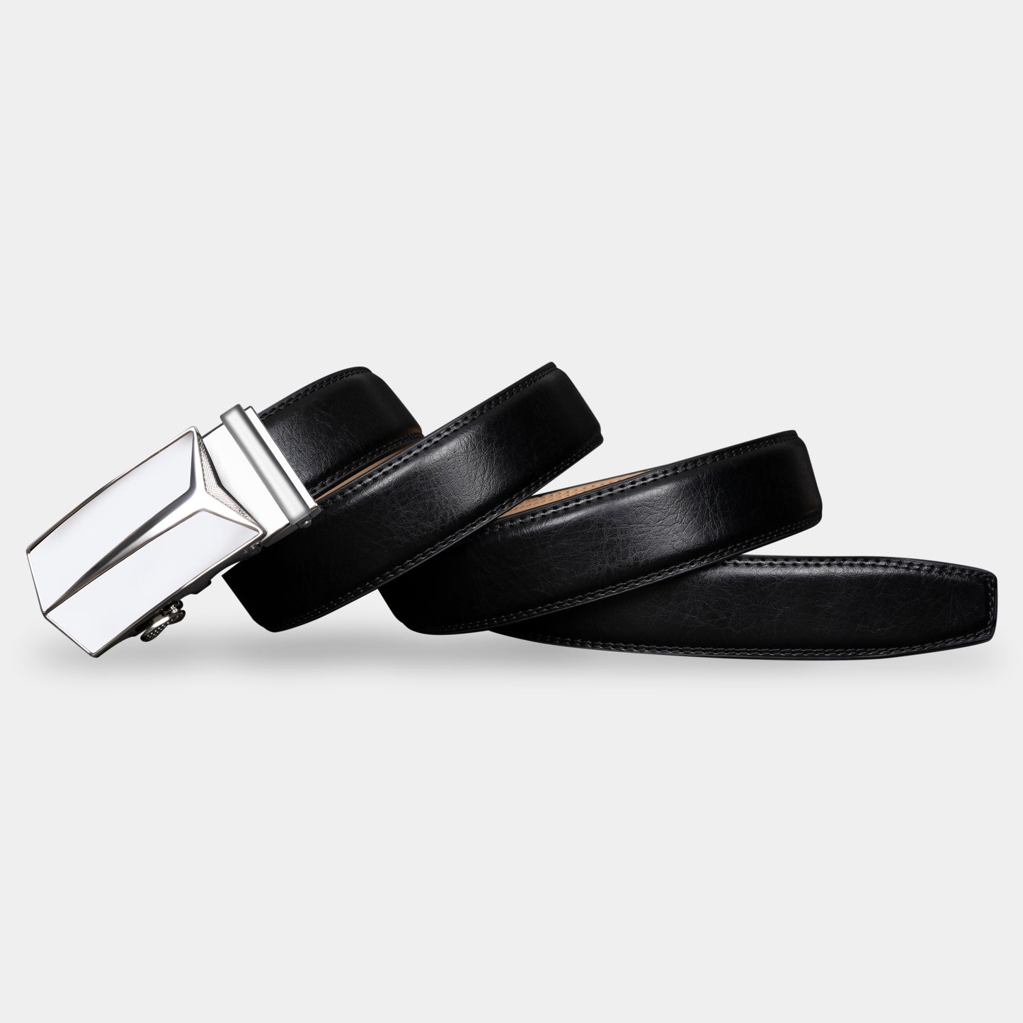 VEGETABLE TANNED 100% LEATHER BELT WITH GEOMETRIC BUCKLE - 650658198693_WHI