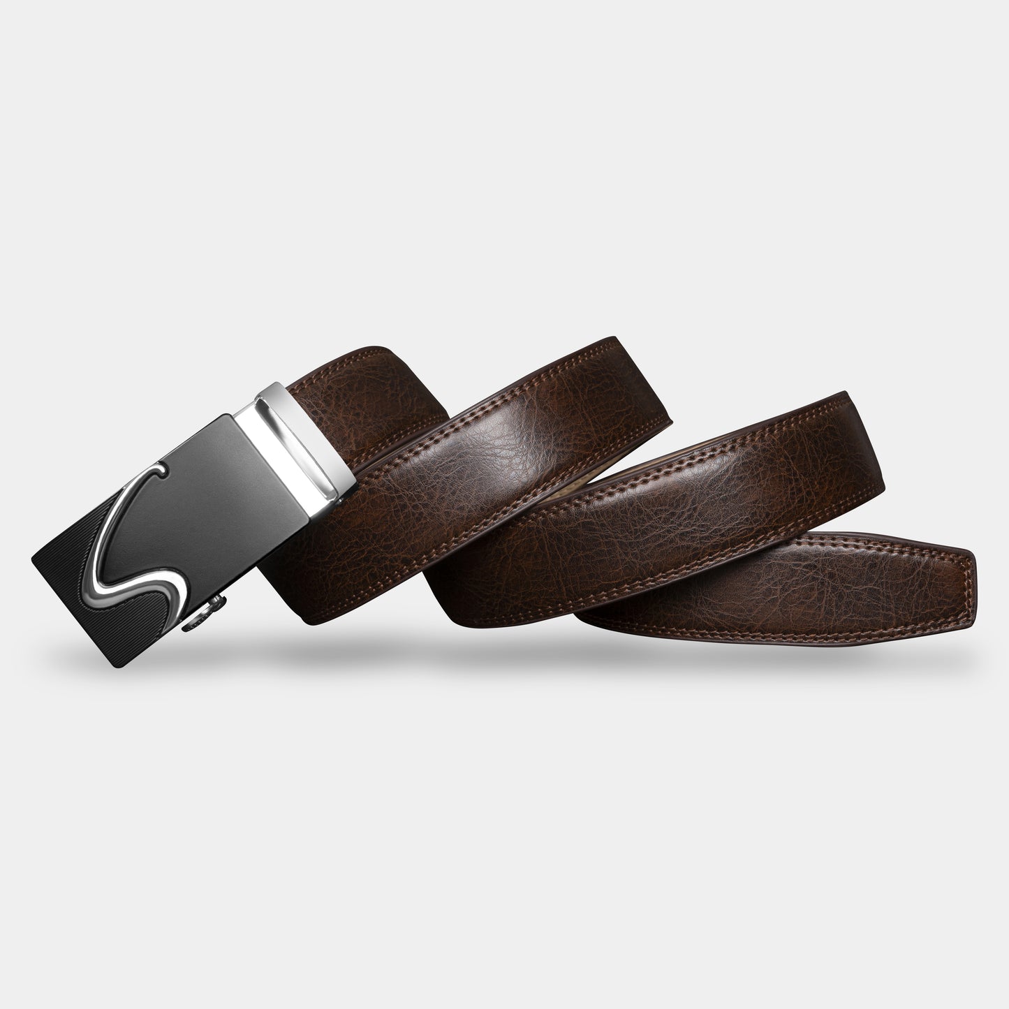 VEGETABLE TANNED 100% LEATHER BELT WITH GEOMETRIC BUCKLE - 610