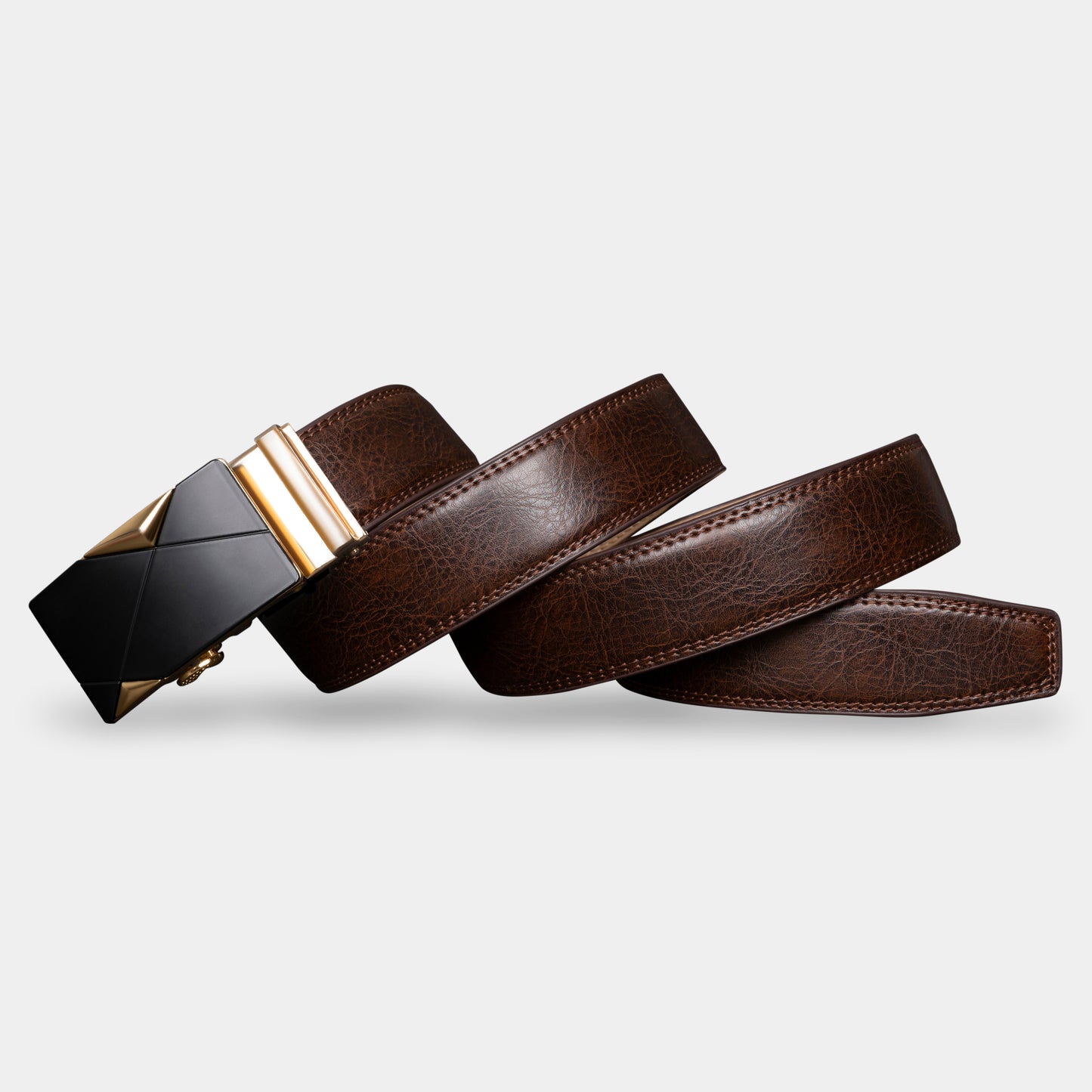 VEGETABLE TANNED 100% LEATHER BELT WITH GEOMETRIC BUCKLE - 619