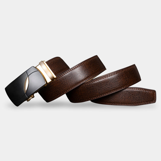 VEGETABLE TANNED 100% LEATHER BELT WITH GEOMETRIC BUCKLE - 611