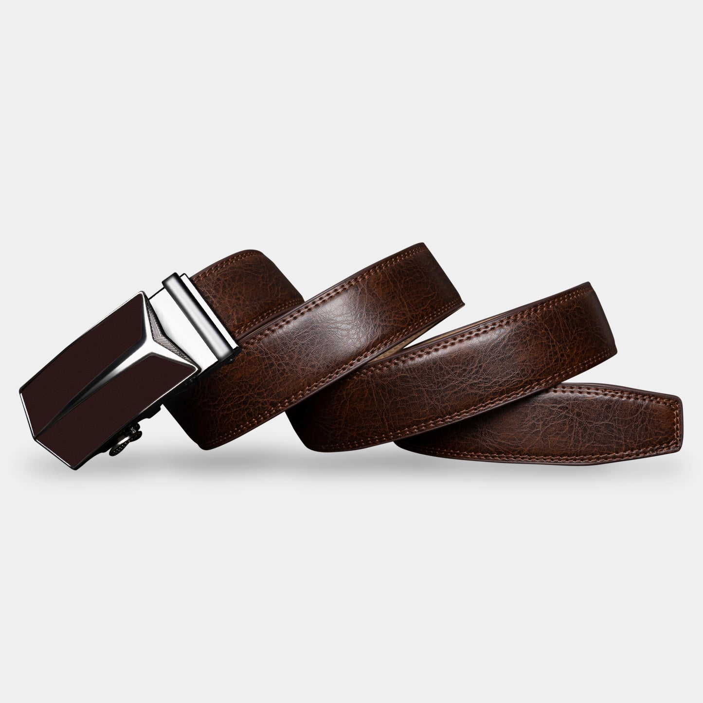 VEGETABLE TANNED 100% LEATHER BELT WITH GEOMETRIC BUCKLE - 650658198693_BLA