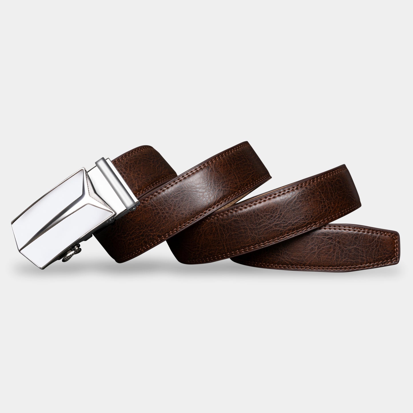 VEGETABLE TANNED 100% LEATHER BELT WITH GEOMETRIC BUCKLE - 650658198693_WHI