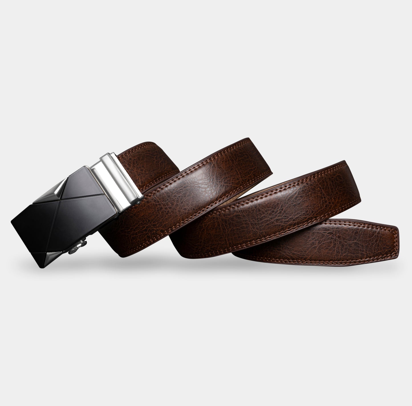 VEGETABLE TANNED 100% LEATHER BELT WITH GEOMETRIC BUCKLE - 620