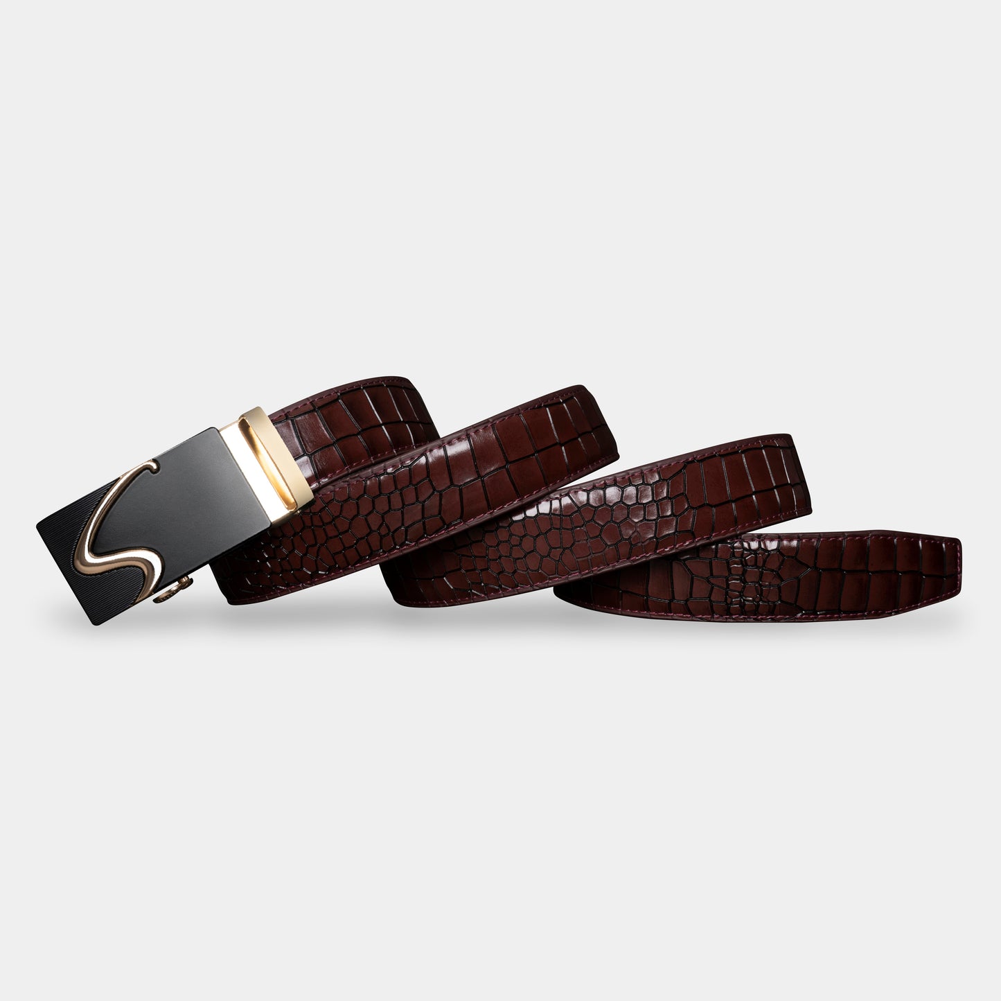 TORTOISE CRACK VEGETABLE TANNED 100% LEATHER BELT WITH GEOMETRIC BUCKLE - 609