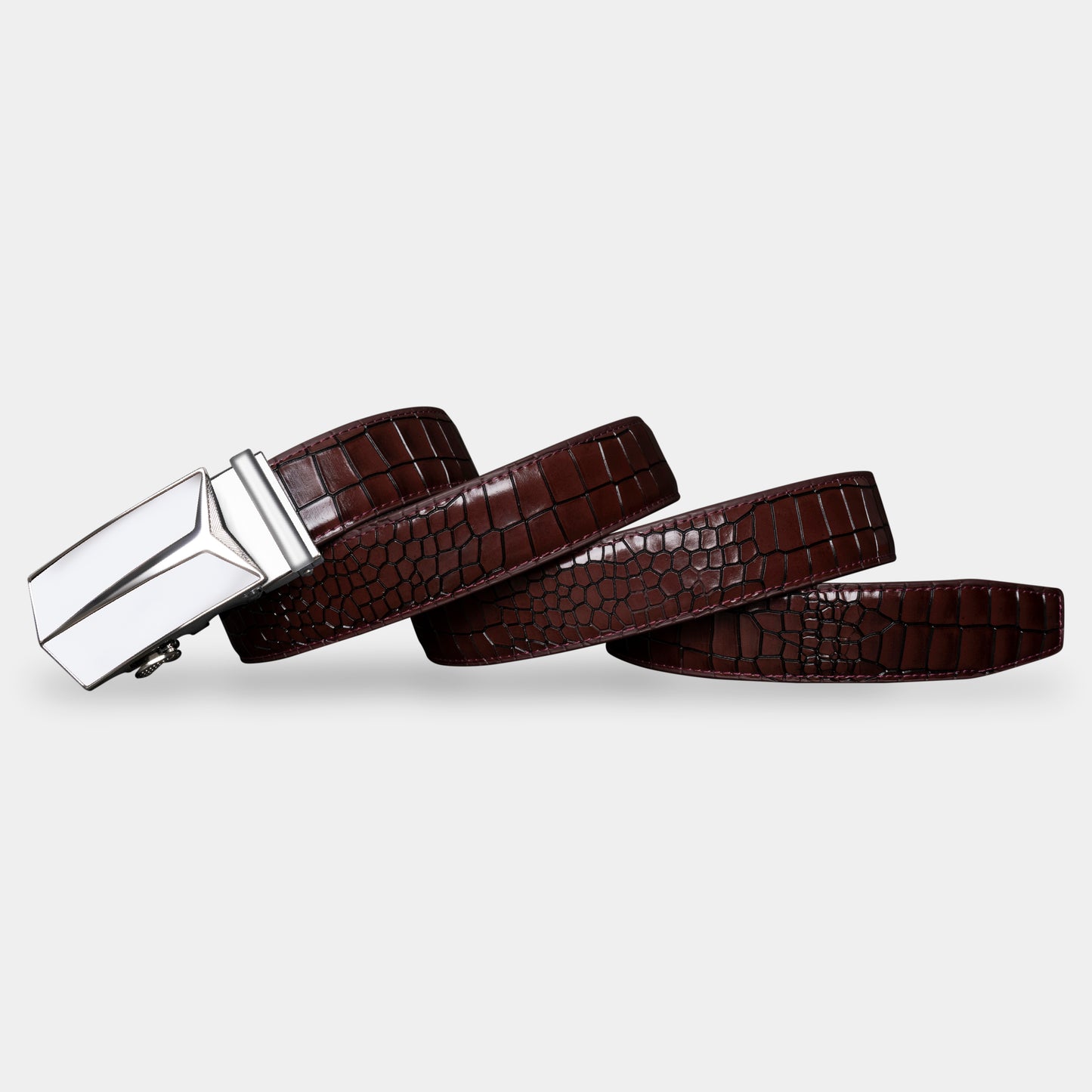 TORTOISE CRACK VEGETABLE TANNED 100% LEATHER BELT WITH GEOMETRIC BUCKLE - 650658198693_WHI