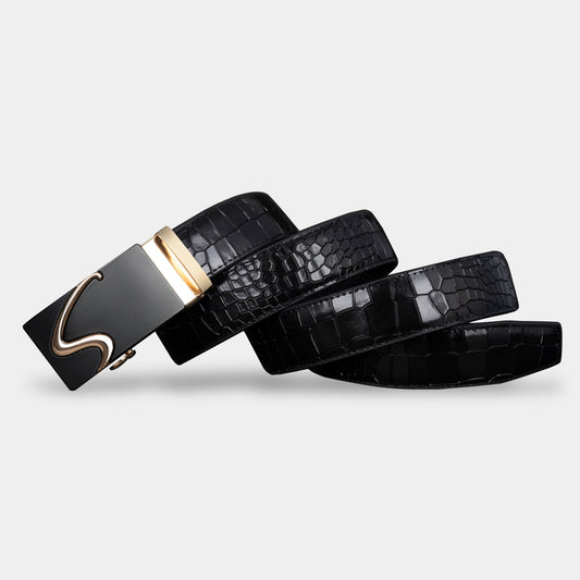 TORTOISE CRACK VEGETABLE TANNED 100% LEATHER BELT WITH GEOMETRIC BUCKLE - 609