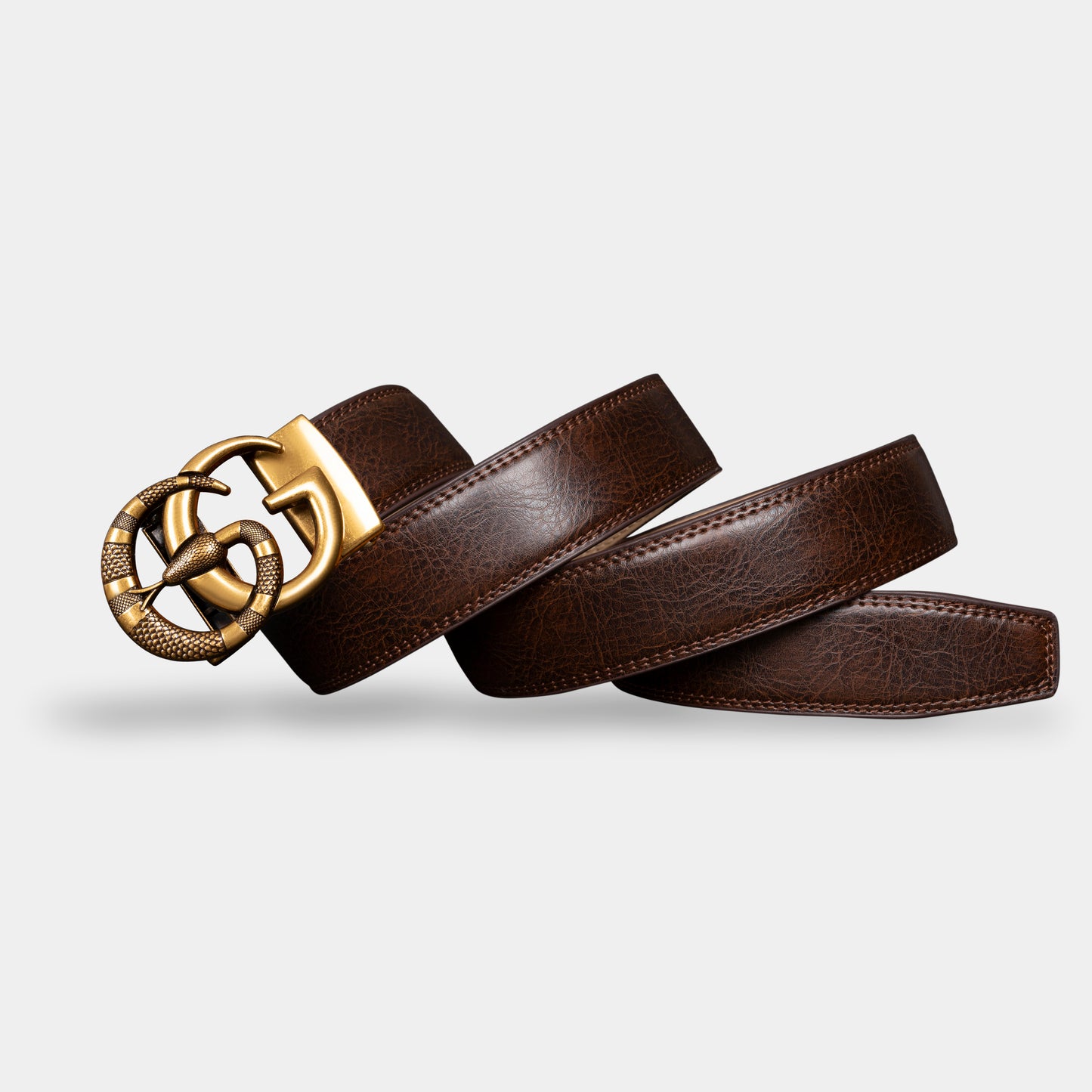 VEGETABLE TANNED 100% LEATHER BELT WITH BRONZE BUCKLE - SNAKE