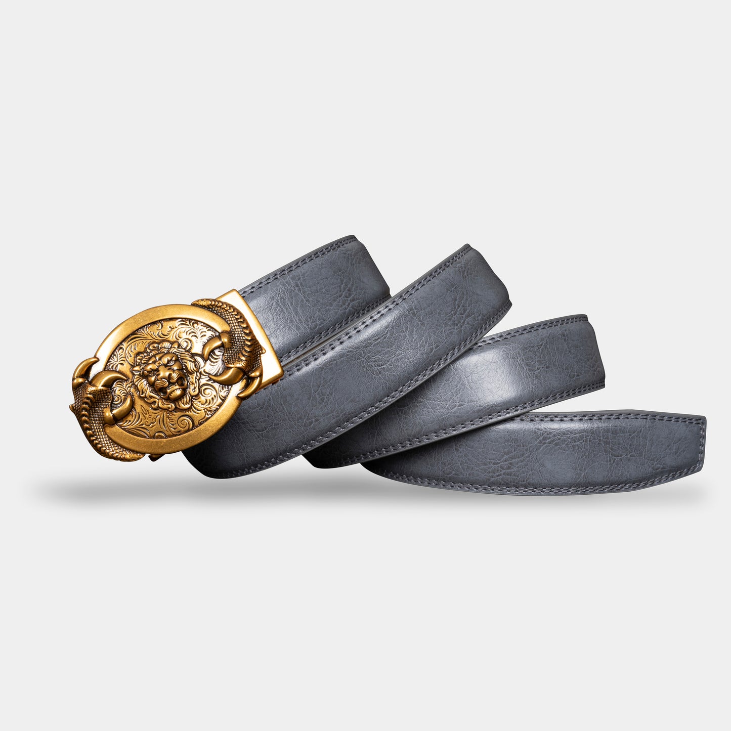 VEGETABLE TANNED 100% LEATHER BELT WITH BRONZE BUCKLE - LION