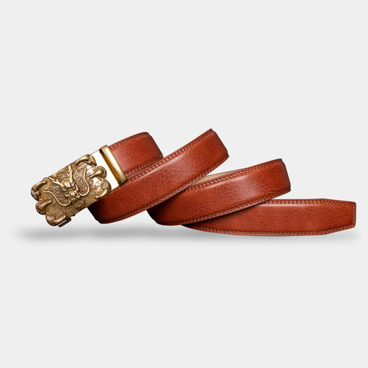 VEGETABLE TANNED 100% LEATHER BELT WITH BRONZE BUCKLE - CLAW