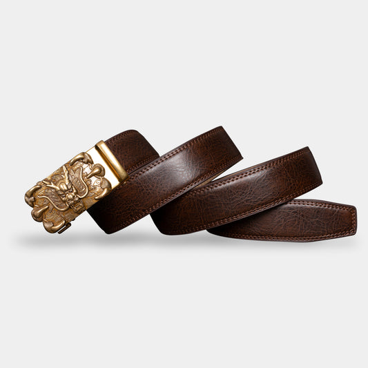 VEGETABLE TANNED 100% LEATHER BELT WITH BRONZE BUCKLE - CLAW