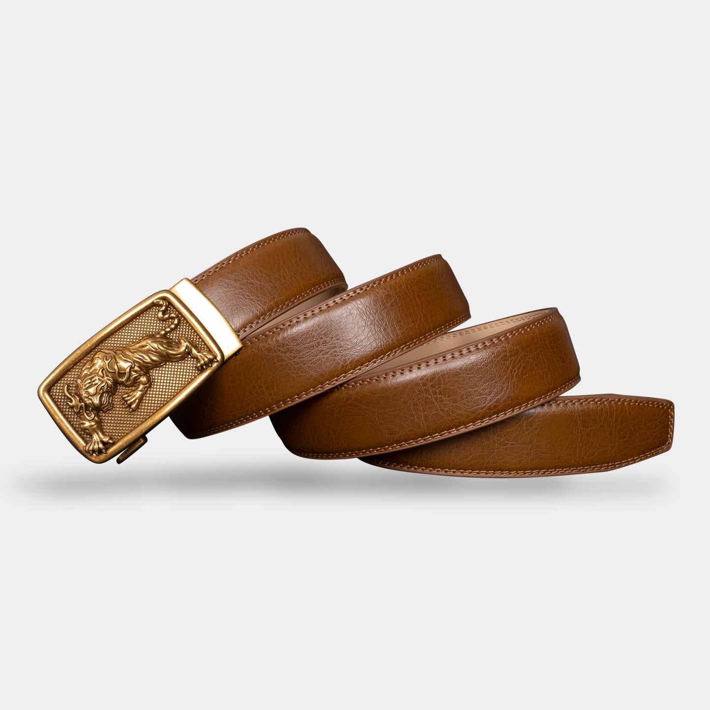 VEGETABLE TANNED 100% LEATHER BELT WITH BRONZE BUCKLE - TIGER