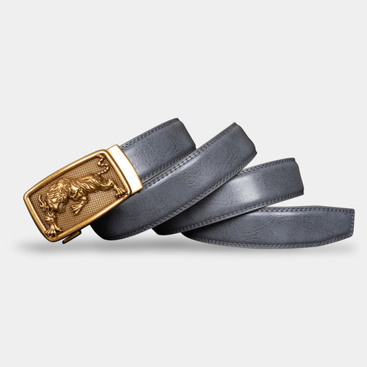 VEGETABLE TANNED 100% LEATHER BELT WITH BRONZE BUCKLE - TIGER