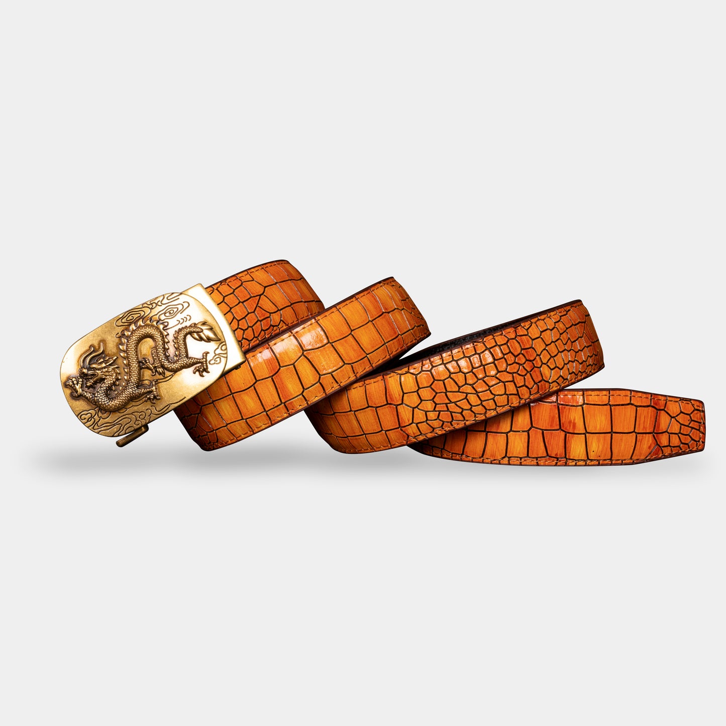 TORTOISE CRACK VEGETABLE TANNED 100% LEATHER BELT WITH BRONZE BUCKLE - FLY