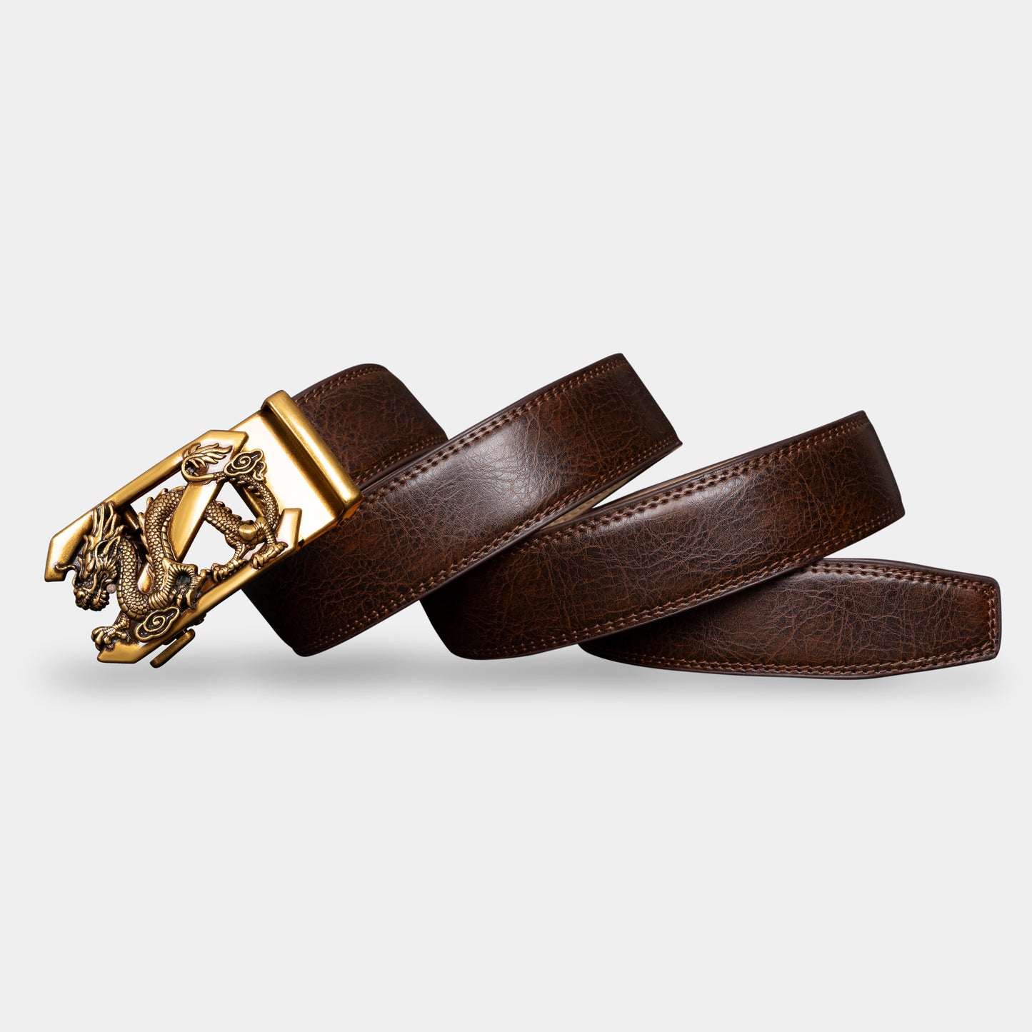 VEGETABLE TANNED 100% LEATHER BELT WITH BRONZE BUCKLE -DRAGON