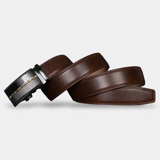 VEGETABLE TANNED 100% LEATHER BELT WITH CHROME PLATED BUCKLE - LY25-0422_GOL