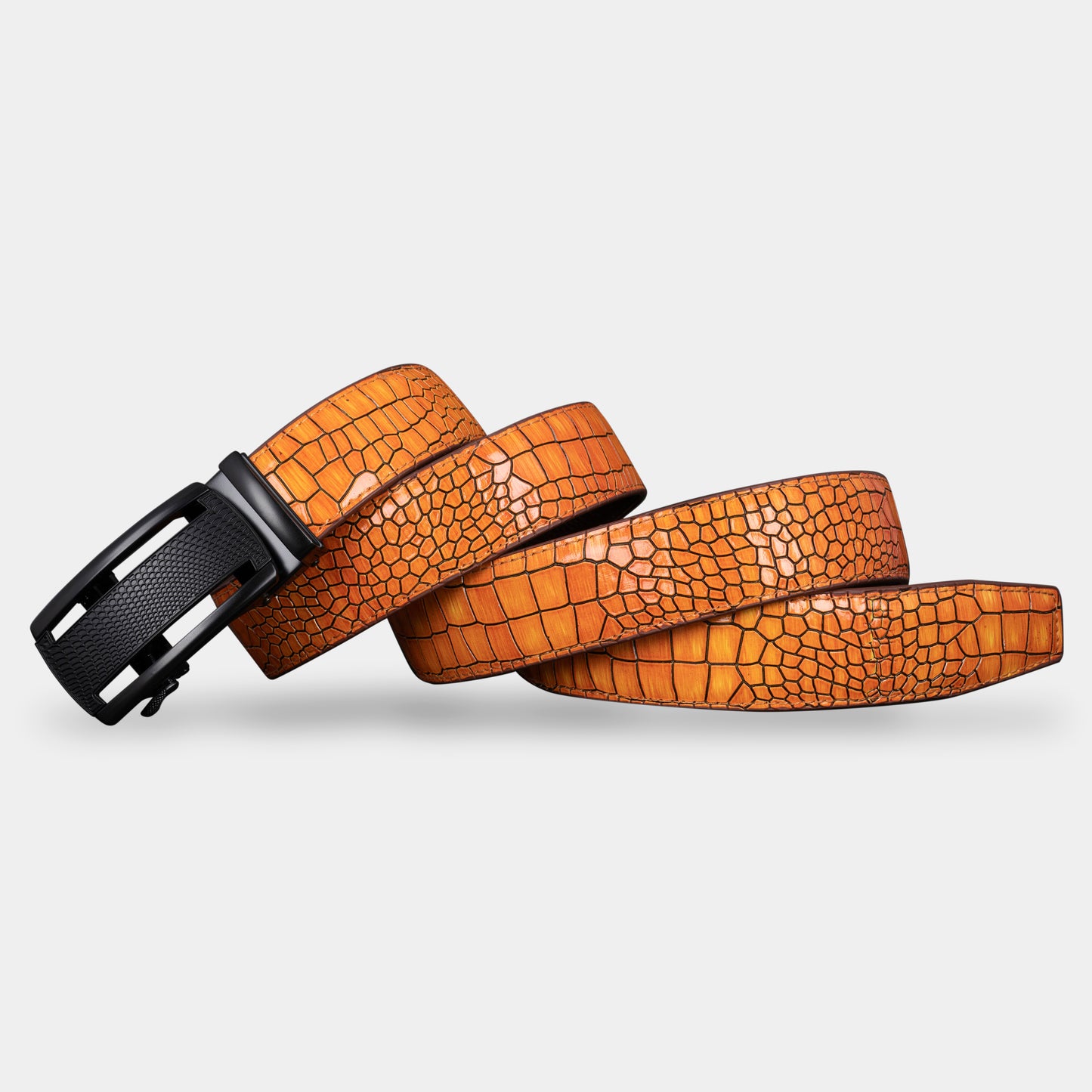 TORTOISE CRACK VEGETABLE TANNED 100% LEATHER BELT WITH CHROME PLATED BUCKLE - LY55-02434 - LY55-02434