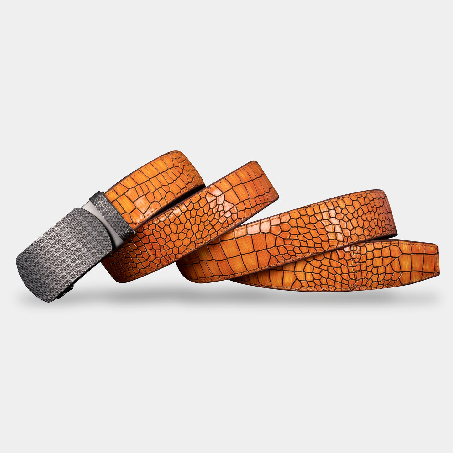 TORTOISE CRACK VEGETABLE TANNED 100% LEATHER BELT WITH CHROME PLATED BUCKLE - LY36-22060